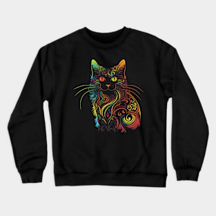 Retro 70s Style Cat Gifts Vintage Cat Crewneck Sweatshirt